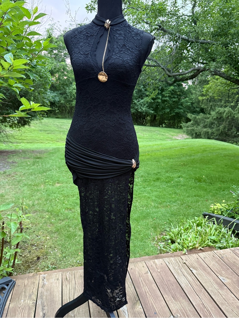 Elegant Black Lace Evening Dress size S